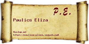 Paulics Eliza névjegykártya